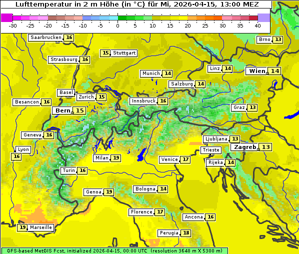 Temperatur, 15. 4. 2026