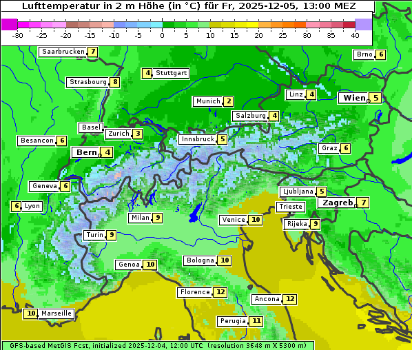 Temperatur, 5. 12. 2025
