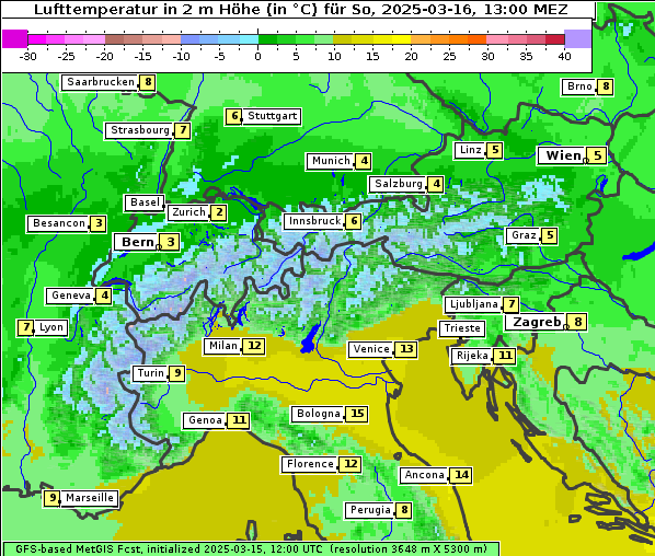 Temperatur, 16. 3. 2025