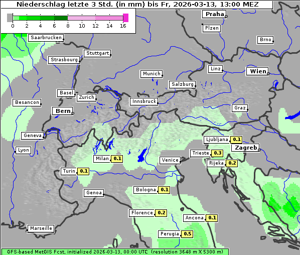 Niederschlag, 13. 3. 2026