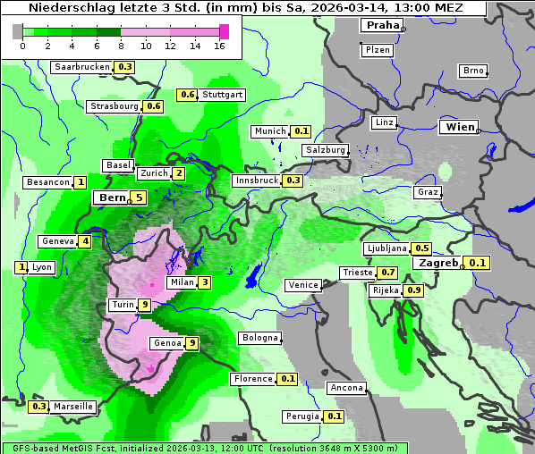 Niederschlag, 14. 3. 2026