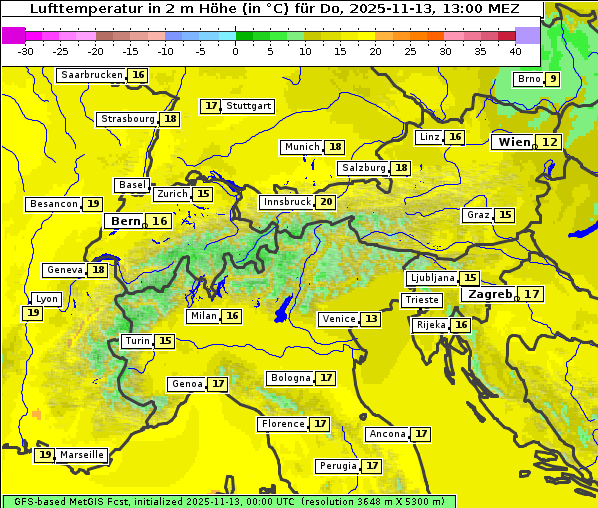 Temperatur, 13. 11. 2025
