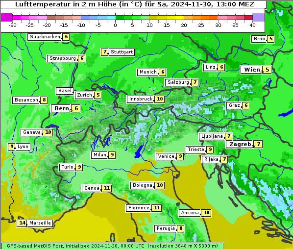 Temperatur, 30. 11. 2024