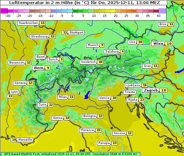 Temperatur, 11. 12. 2025