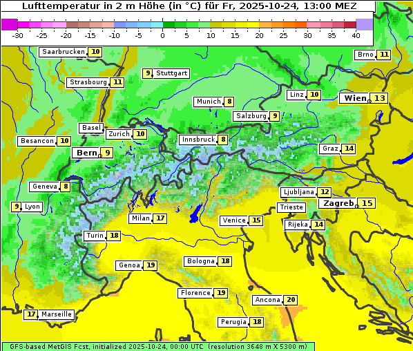 Temperatur, 24. 10. 2025