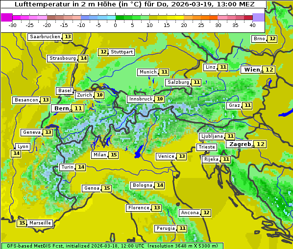 Temperatur, 19. 3. 2026