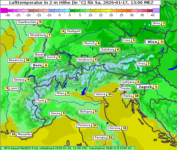 Temperatur, 17. 1. 2026