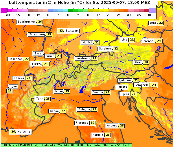 Temperatur, 7. 9. 2025