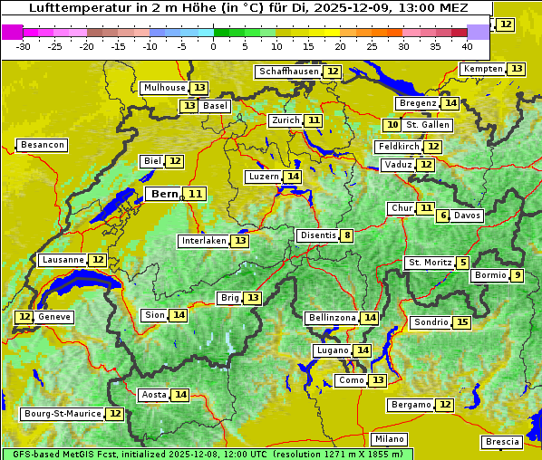 Temperatur, 9. 12. 2025