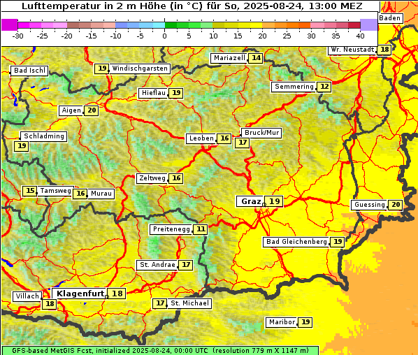 Temperatur, 24. 8. 2025