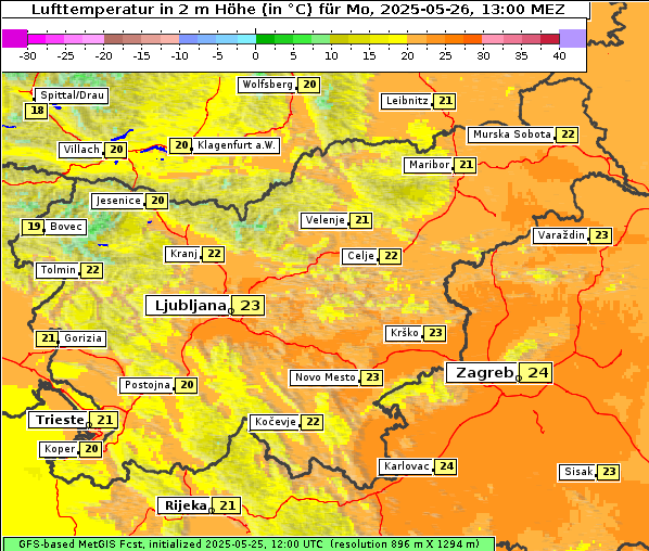 Temperatur, 26. 5. 2025
