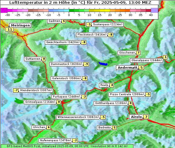 Temperatur, 9. 5. 2025