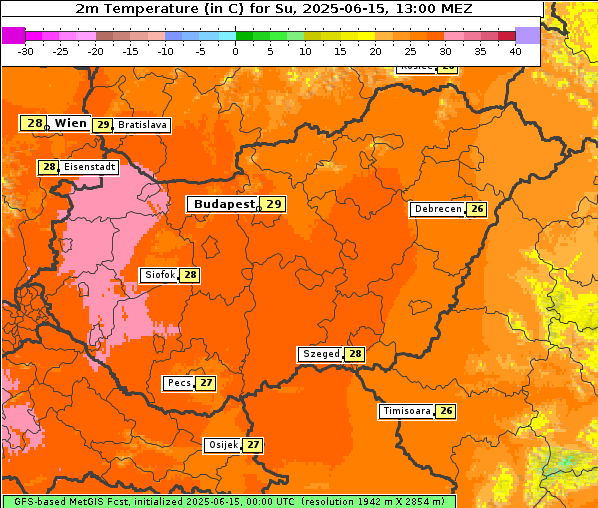 Temperatur, 15. 6. 2025