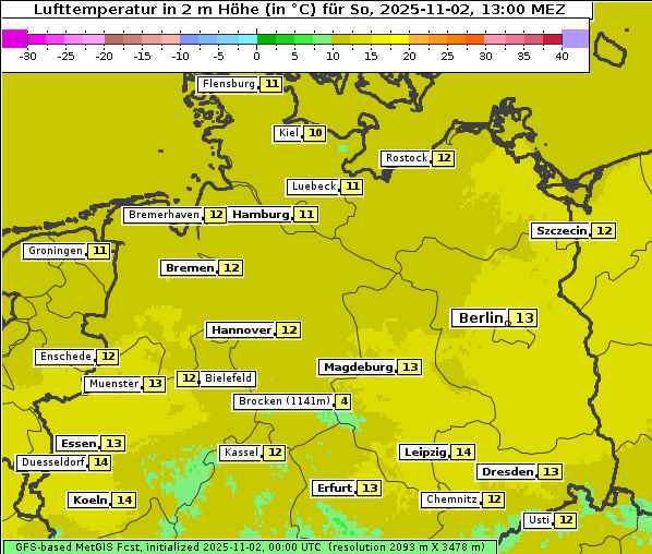 Temperatur, 2. 11. 2025