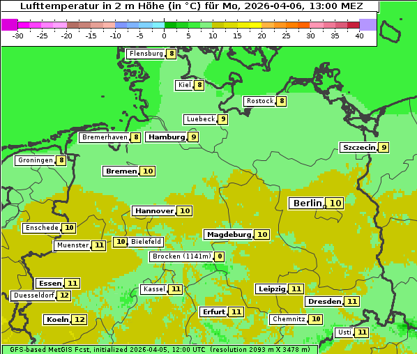 Temperatur, 6. 4. 2026