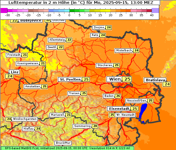 Temperatur, 15. 9. 2025