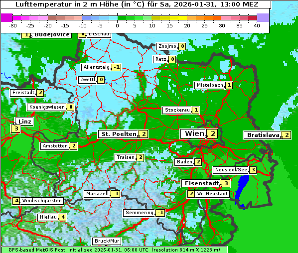 Temperatur, 31. 1. 2026