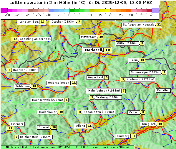 Temperatur, 9. 12. 2025