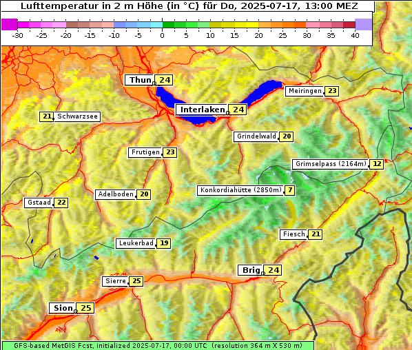 Temperatur, 17. 7. 2025