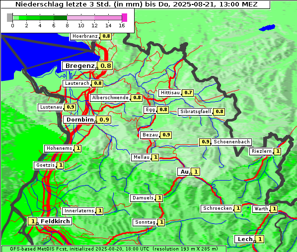 Niederschlag, 21. 8. 2025