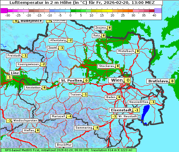 Temperatur, 20. 2. 2026
