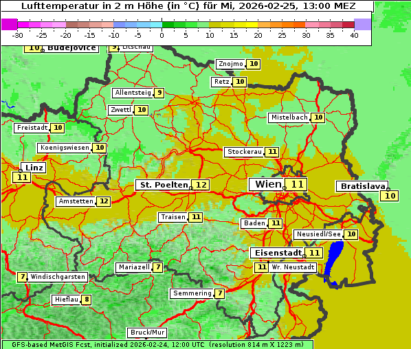 Temperatur, 25. 2. 2026