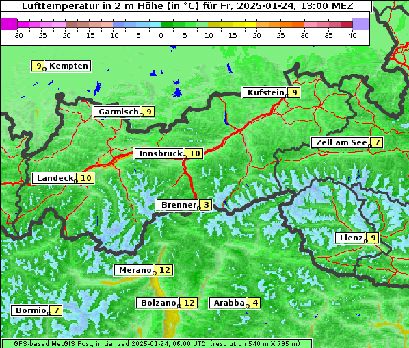 Temperatur, 24. 1. 2025