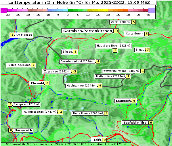 Temperatur, 22. 12. 2025