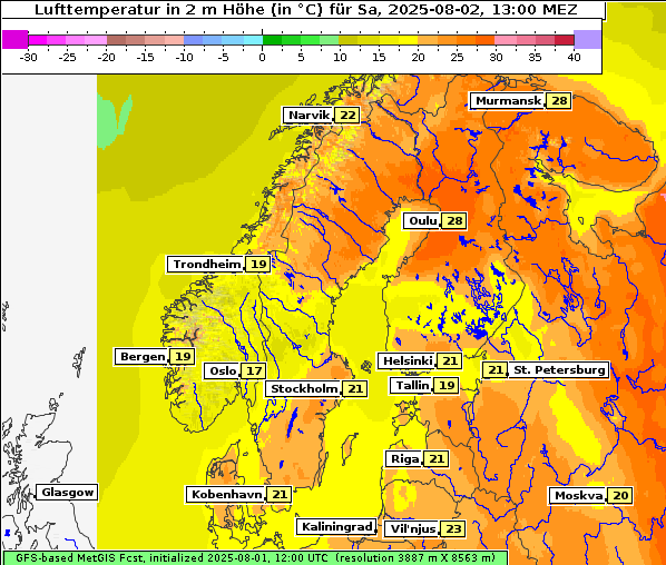 Temperatur, 2. 8. 2025