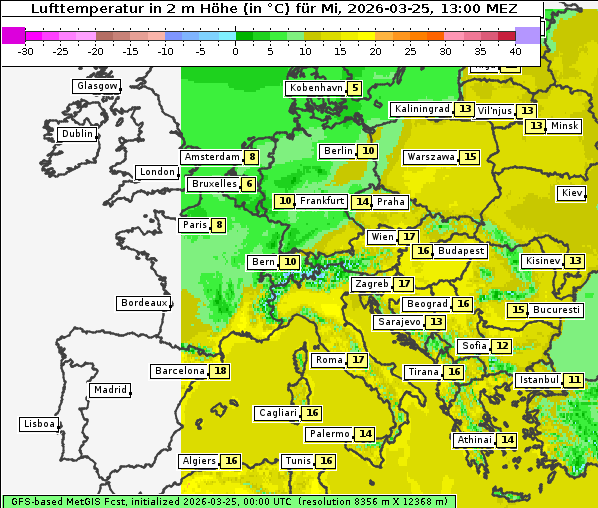 Temperatur, 25. 3. 2026