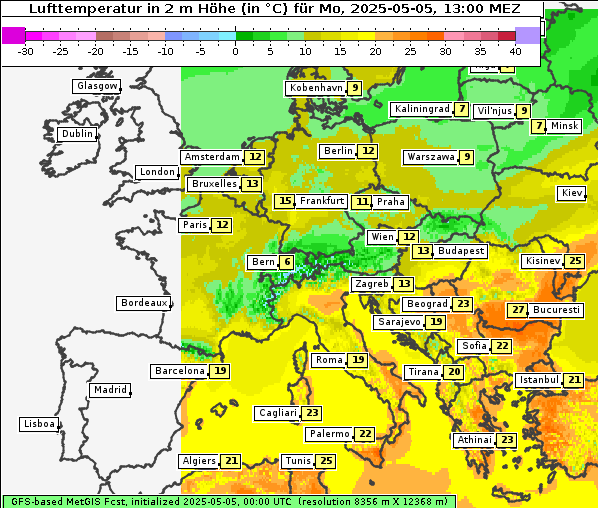 Temperatur, 5. 5. 2025