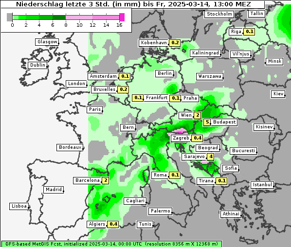 Niederschlag, 14. 3. 2025
