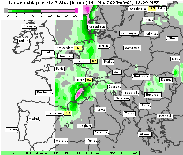 Niederschlag, 1. 9. 2025