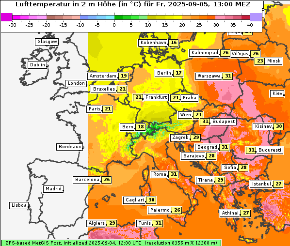 Temperatur, 5. 9. 2025