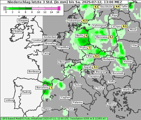 Niederschlag, 12. 7. 2025
