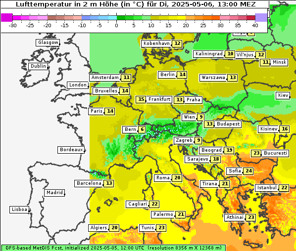 Temperatur, 6. 5. 2025