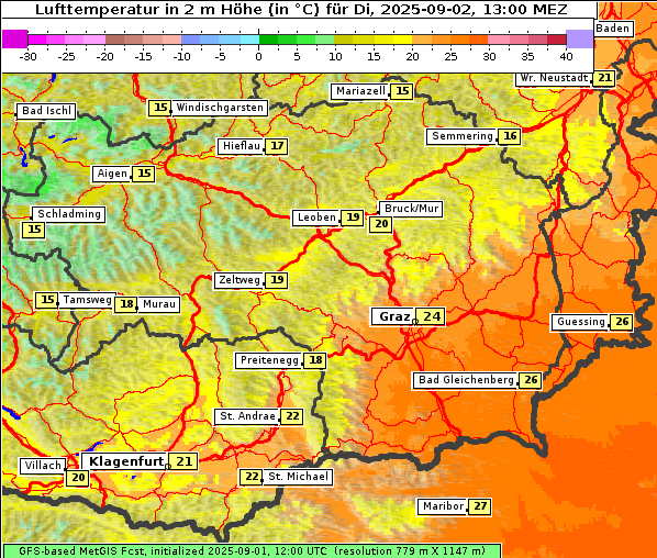 Temperatur, 2. 9. 2025