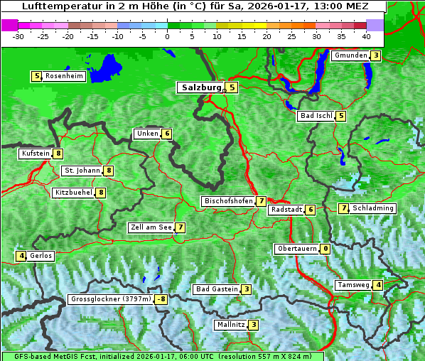 Temperatur, 17. 1. 2026