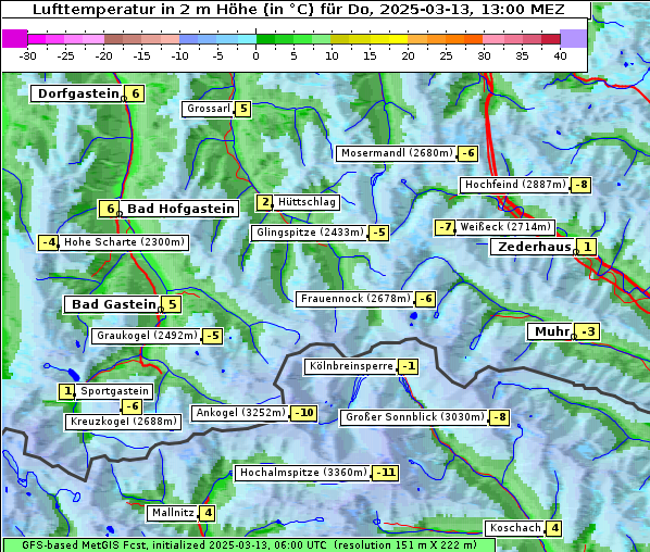 Temperatur, 13. 3. 2025