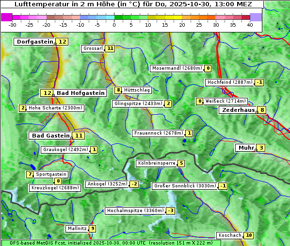 Temperatur, 30. 10. 2025