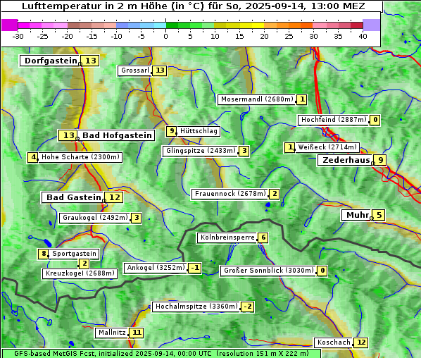 Temperatur, 14. 9. 2025