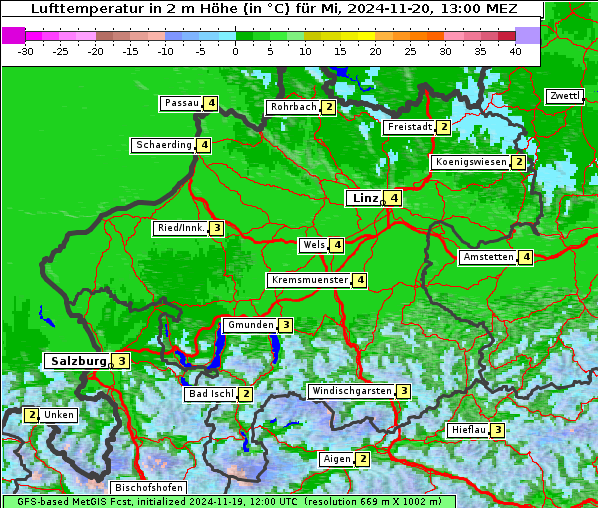 Temperatur, 20. 11. 2024