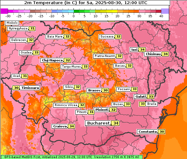 Temperatur, 30. 8. 2025