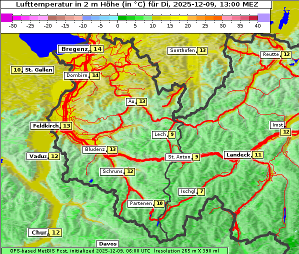 Temperatur, 9. 12. 2025