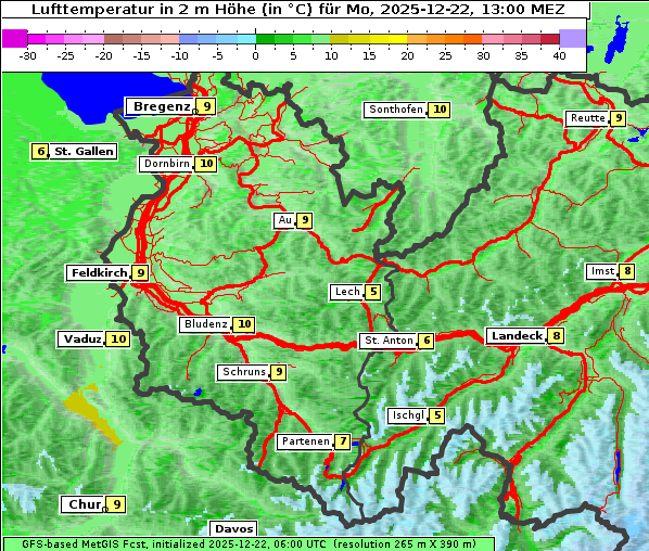 Temperatur, 22. 12. 2025