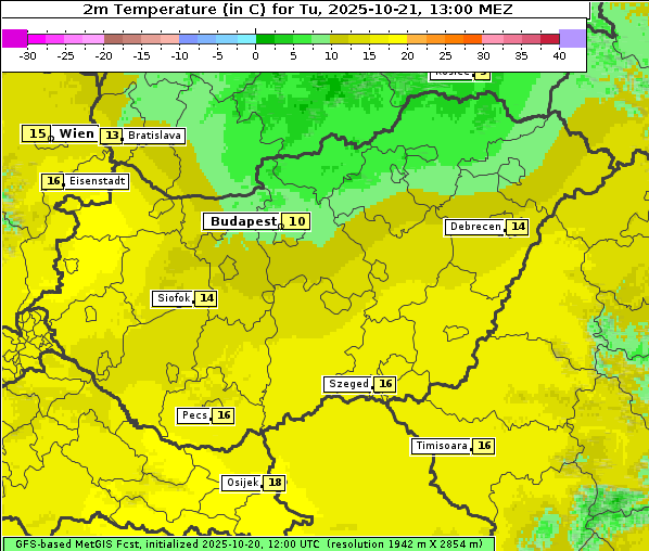 Temperatur, 21. 10. 2025