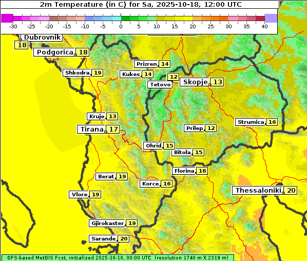 Temperatur, 18. 10. 2025