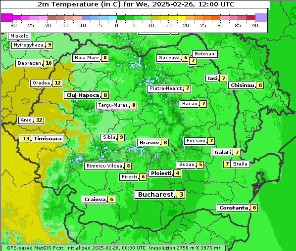 Temperatur, 26. 2. 2025