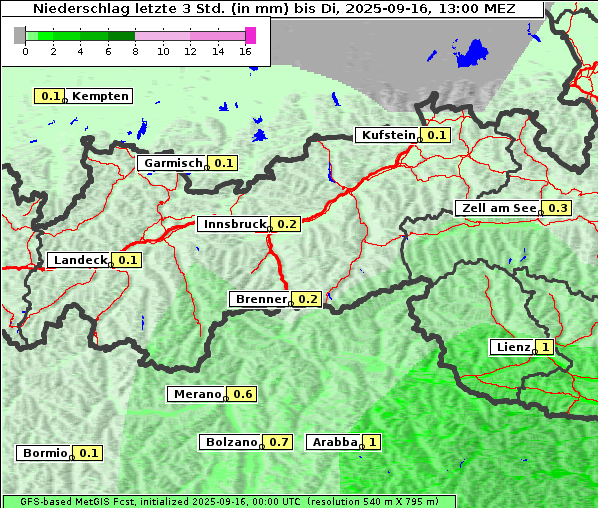 Niederschlag, 16. 9. 2025