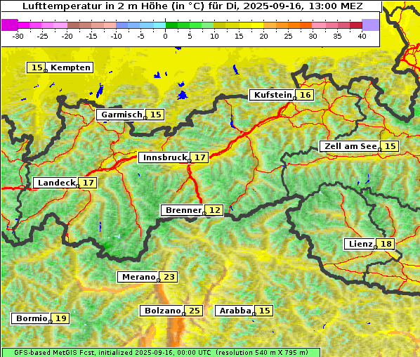 Temperatur, 16. 9. 2025